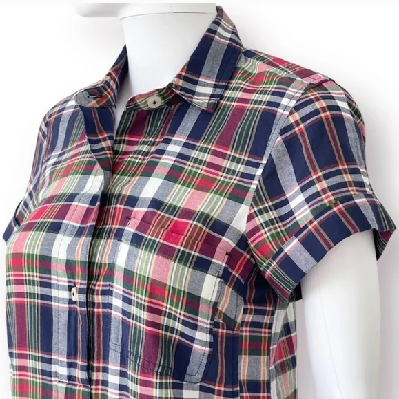 EUC J. Crew Factory Madras Size XL Plaid Button Down Shirt Dress!! - Picture 3 of 14